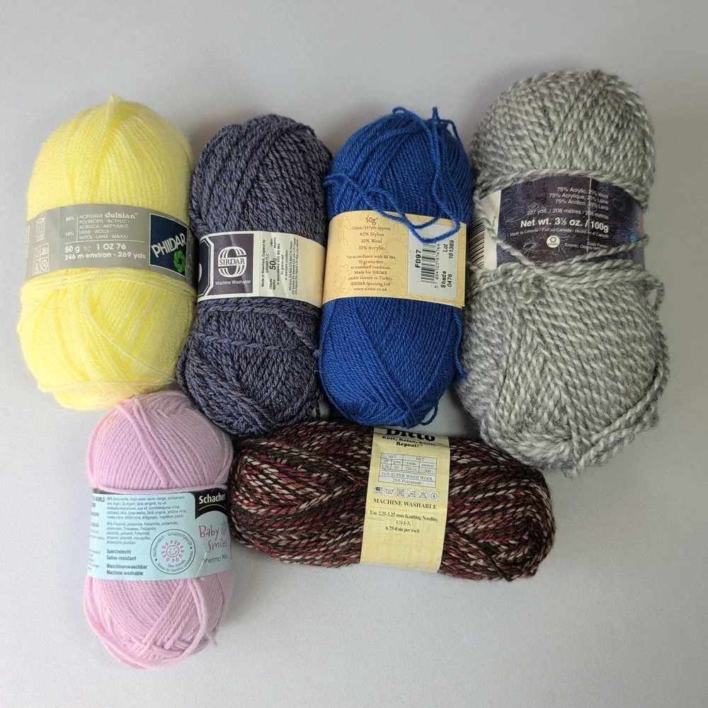 Mixed Yarn Lot 6 Skeins Sirdar Patons Schachenmayr Phildar Universal Wool Blend